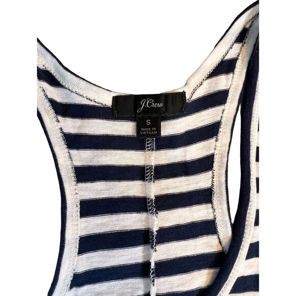 Re-Imagined by J. Crew Womens Sz Small Navy Blue Striped Racerback Tank Dress - Picture 2 of 6